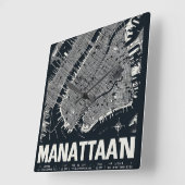 Manhattan Map Illustration Quadratische Wanduhr (Winkel)