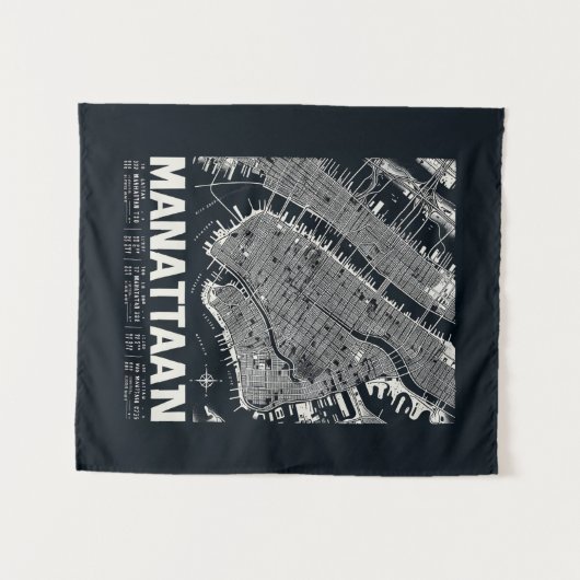 Manhattan Map Illustration Wandteppich (Vorderseite (Horizontal))