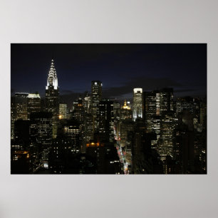 Manhattan Nachtpanorama Poster
