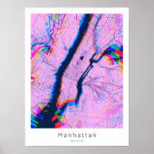 Manhattan New York City Abstrakt Pink Map Poster (Vorne)
