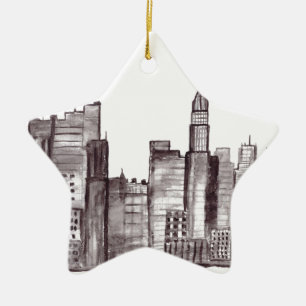 Manhattan New York City Aquarell Keramikornament