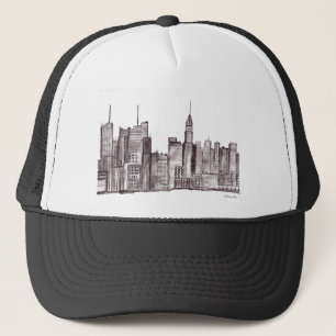 Manhattan New York City Aqucolor Vintag schwarz Truckerkappe