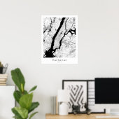 Manhattan New York City Modern Monochrome Karte Poster (Heimbüro)