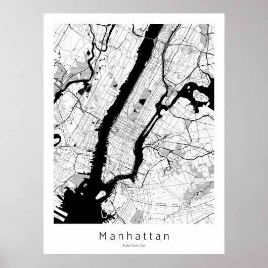 Manhattan New York City Modern Monochrome Karte Poster (Vorne)