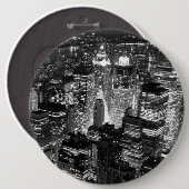 Manhattan New York City Night Black & White Button (Vorne & Hinten)