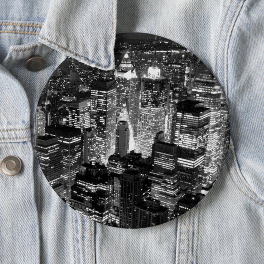 Manhattan New York City Night Black & White Button (Beispiel)