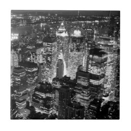 Manhattan New York City Night Black & White Fliese