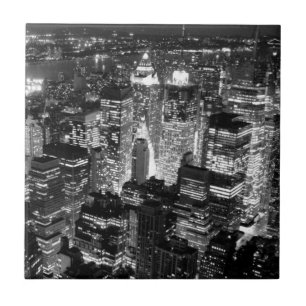 Manhattan New York City Night Black & White Fliese
