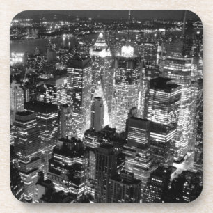 Manhattan New York City Night Black & White Getränkeuntersetzer