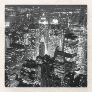 Manhattan New York City Night Black & White Glasuntersetzer