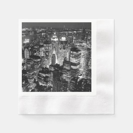 Manhattan New York City Night Black & White Serviette (Vorderseite)