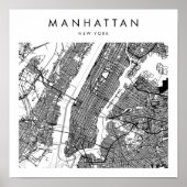 Manhattan New York Minimal Modern Street Map Poster (Vorne)
