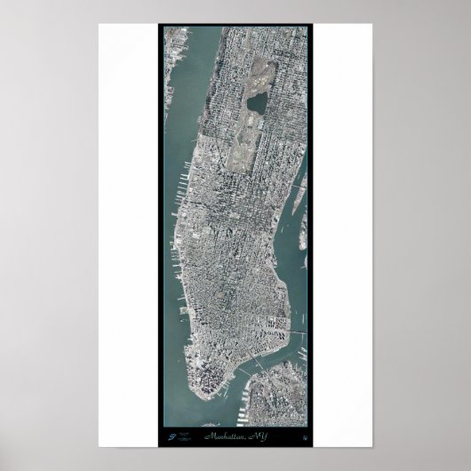 Manhattan, New York (NY), aus dem Satelliten-Weltr Poster (Vorne)