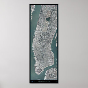 Manhattan, New York (NY) from space satellite post Poster