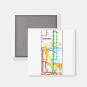 Manhattan New York Nyc Subway Map Retro Rail Trans Magnet (Vorderseite/Rückseite)