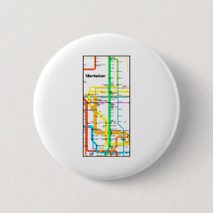 Manhattan New York Nyc U-Bahn-Karte Retro-Schiene Button
