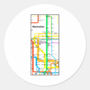 Manhattan New York Nyc U-Bahn-Karte Retro-Schiene Runder Aufkleber