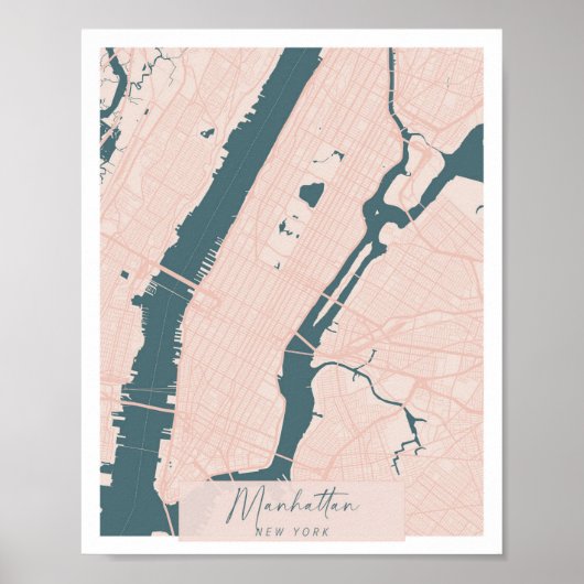 Manhattan New York Pink und Blue Niedlich Script S Poster (Vorne)