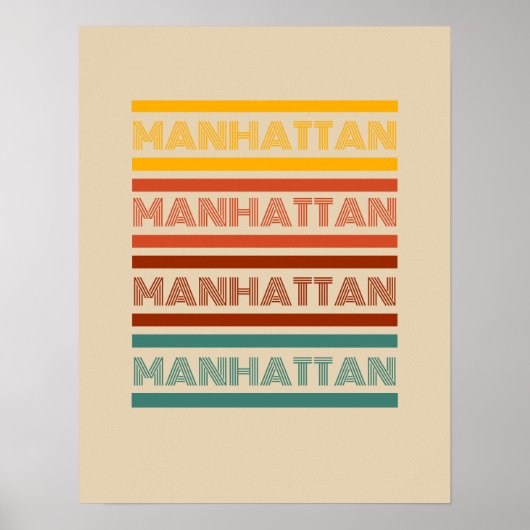 Manhattan New York, Retro Design Poster (Vorne)