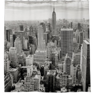 Manhattan, New York (Schwarz-Weiß-Panorama) Duschvorhang
