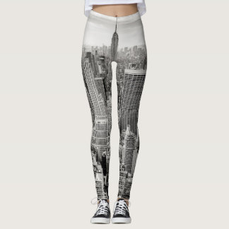 Manhattan, New York (Schwarz-Weiß-Panorama) Leggings