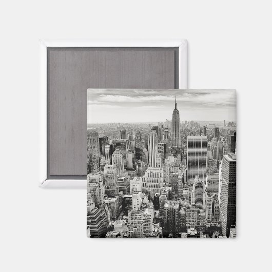 Manhattan, New York (Schwarz-Weiß-Panorama) Magnet (Vorderseite/Rückseite)