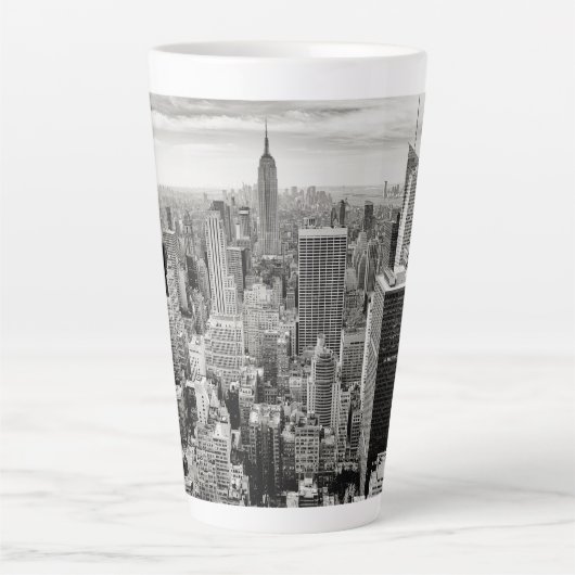 Manhattan, New York (Schwarz-Weiß-Panorama) Milchtasse (Vorderseite)