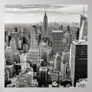 Manhattan, New York (Schwarz-Weiß-Panorama) Poster