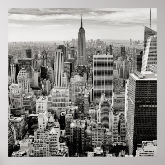 Manhattan, New York (Schwarz-Weiß-Panorama) Poster (Vorne)