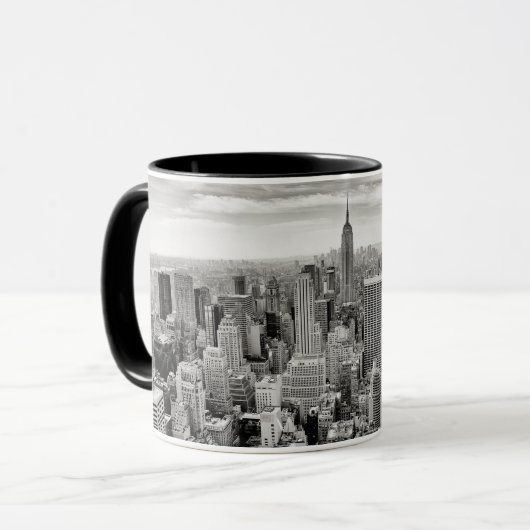 Manhattan, New York (Schwarz-Weiß-Panorama) Tasse (Vorderseite Links)