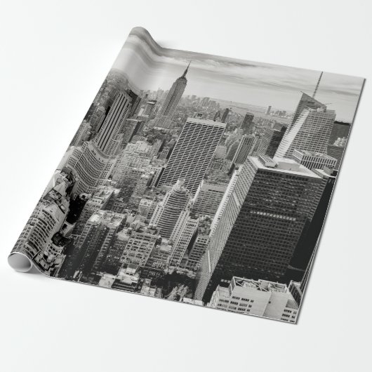 Manhattan, New York (schwarzes u. weißes Panorama) Geschenkpapier (Ungerollt)