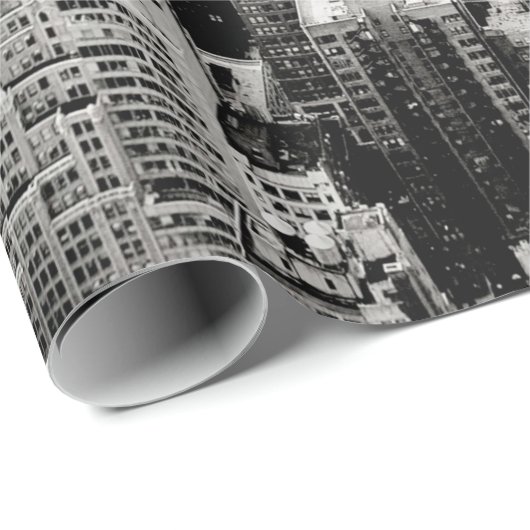 Manhattan, New York (schwarzes u. weißes Panorama) Geschenkpapier (Rolleneckpunkt)