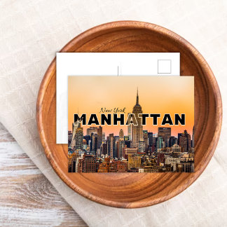Manhattan New York Skyline Travel Postcard Postkarte