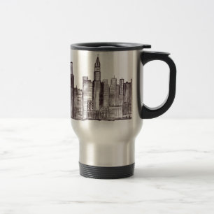 Manhattan New York Stadt Aquarell schwarz vintage  Reisebecher