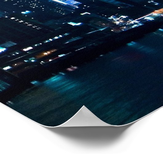 Manhattan Night Panorama Poster (Ecke)