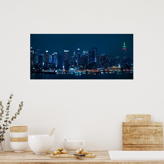 Manhattan Night Panorama Poster (Küche)