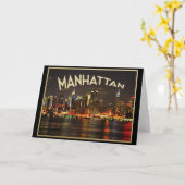 Manhattan Night Skyline Karte (Gelbe Blume)