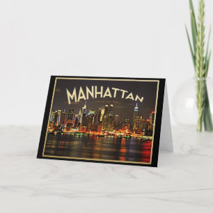 Manhattan Night Skyline Karte