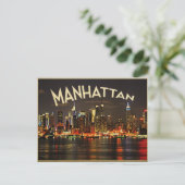 Manhattan Night Skyline Postkarte (Stehend Vorderseite)