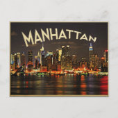 Manhattan Night Skyline Postkarte (Vorderseite)