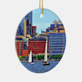 Manhattan NY - Drei Boote von Manhattan Skyline Keramik Ornament (Rechts)