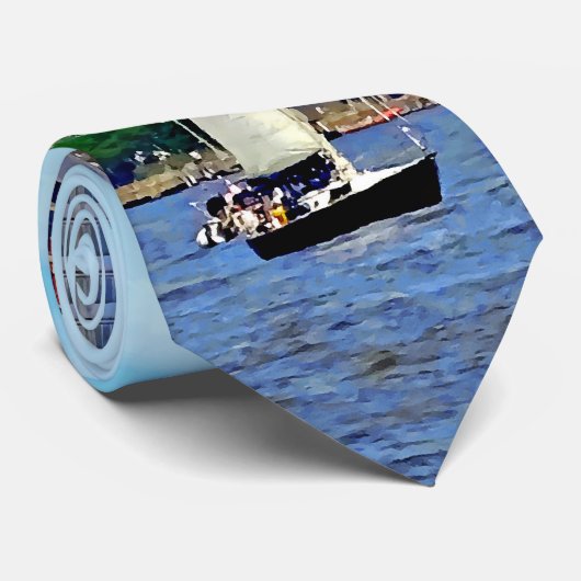 Manhattan NY - Drei Boote von Manhattan Skyline Krawatte (Gerollt)