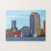 Manhattan NY - Drei Boote von Manhattan Skyline Puzzle (Horizontal)