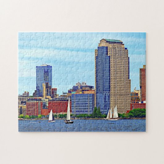 Manhattan NY - Drei Boote von Manhattan Skyline Puzzle (Horizontal)