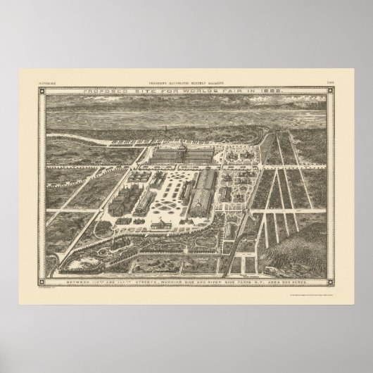Manhattan, NY Panoramic Map - 1883 Poster (Vorne)