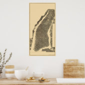 Manhattan, NY Panoramic Map - 1900 Poster (Küche)
