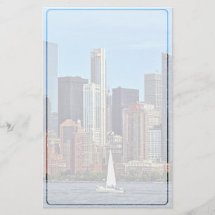 Manhattan NY - Sailboat By Manhattan Skyline Briefpapier