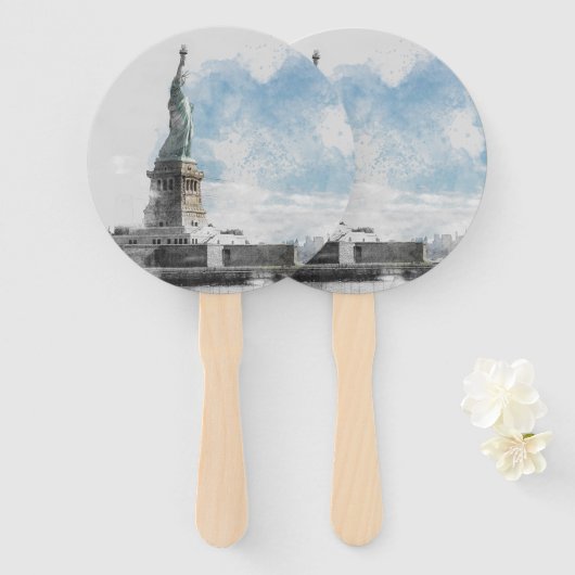 Manhattan Nyc Liberty Statue Fächer (Vorne und Hinten)