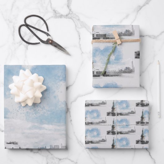 Manhattan Nyc Liberty Statue Geschenkpapier Set (Vorderseite)
