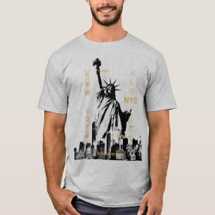 Manhattan Nyc Liberty Statue Mens Gray Template T-Shirt